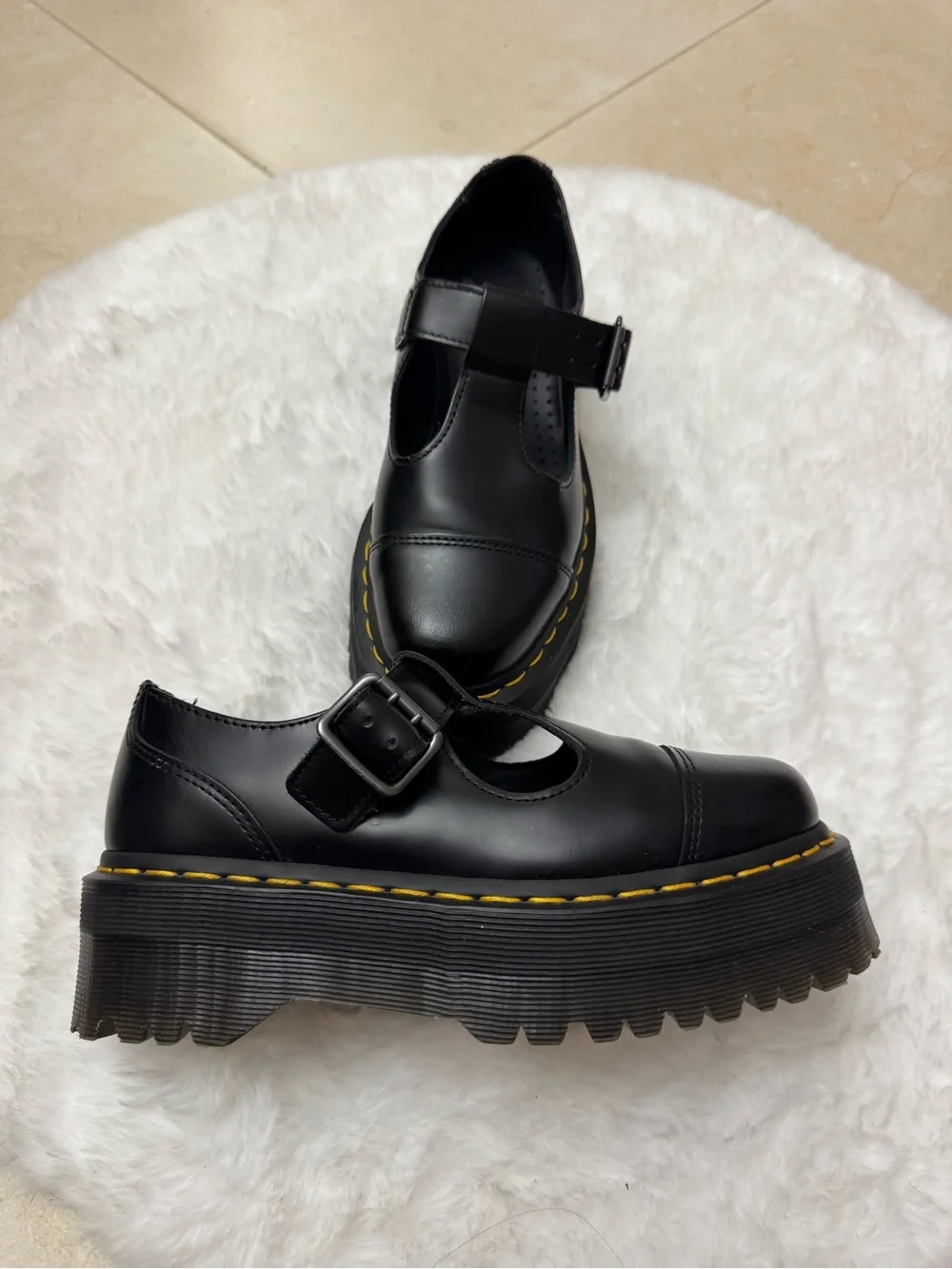 Dr. Martens Bethan Black Leather Platform Mary Janes Size 6 - US 6L